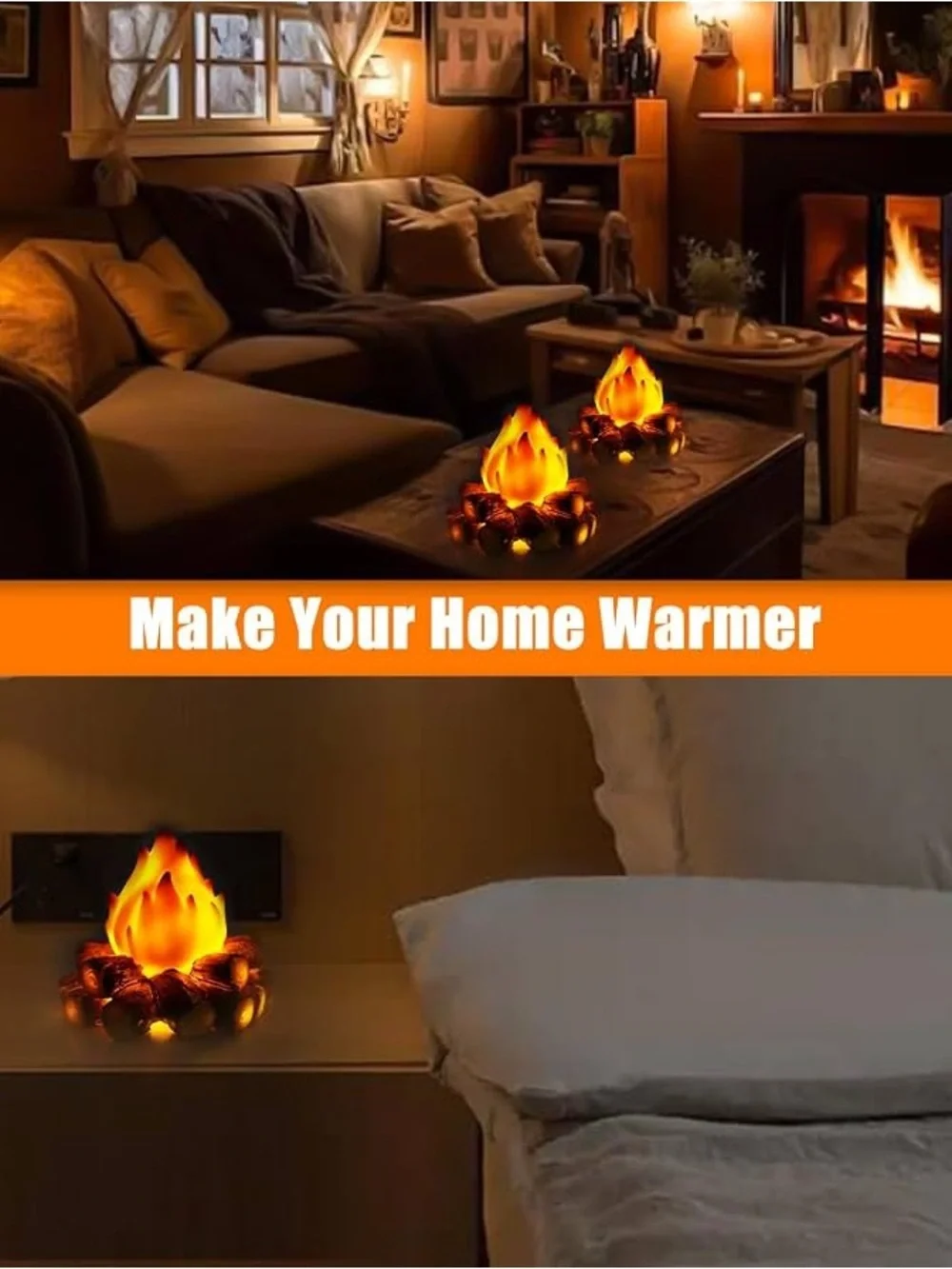 Decorative Orange Campfire LED Centerpiece - Home Party Supplies